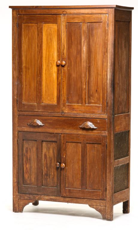 AMERICAN ONE PIECE FLAT WALL CUPBOARD-PIESAFE. (1 of 5)