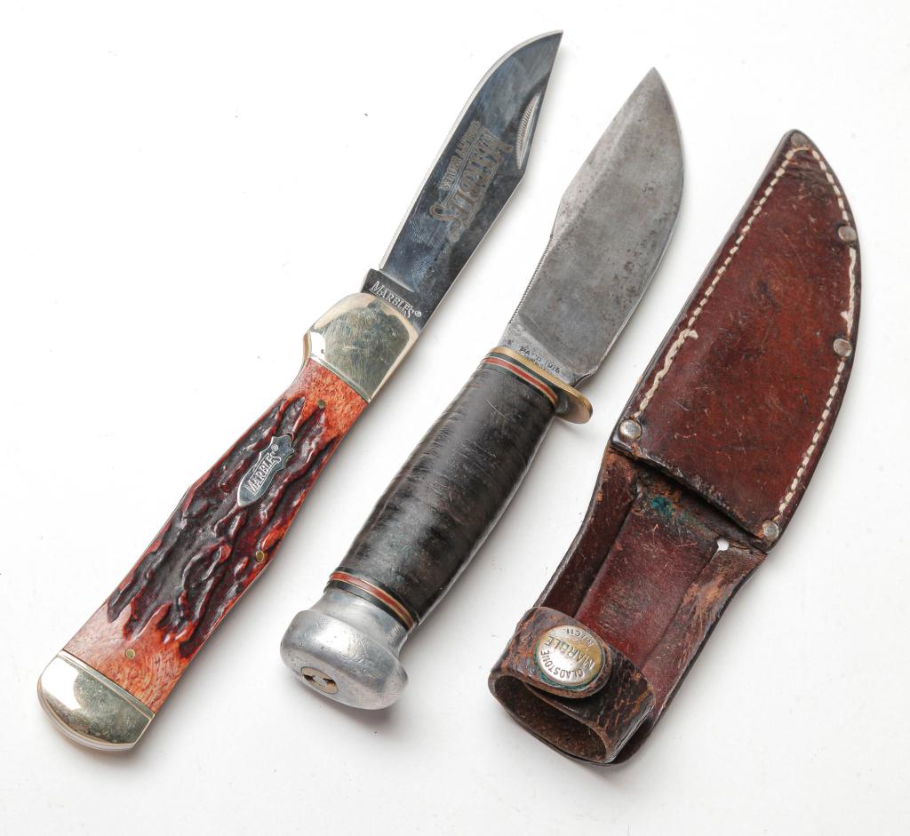 TWO AMERICAN KNIVES BY MARBLES. (1 of 3)