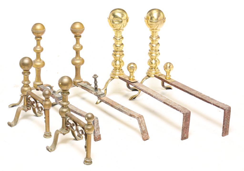 THREE PAIRS OF ANDIRONS. (1 of 3)