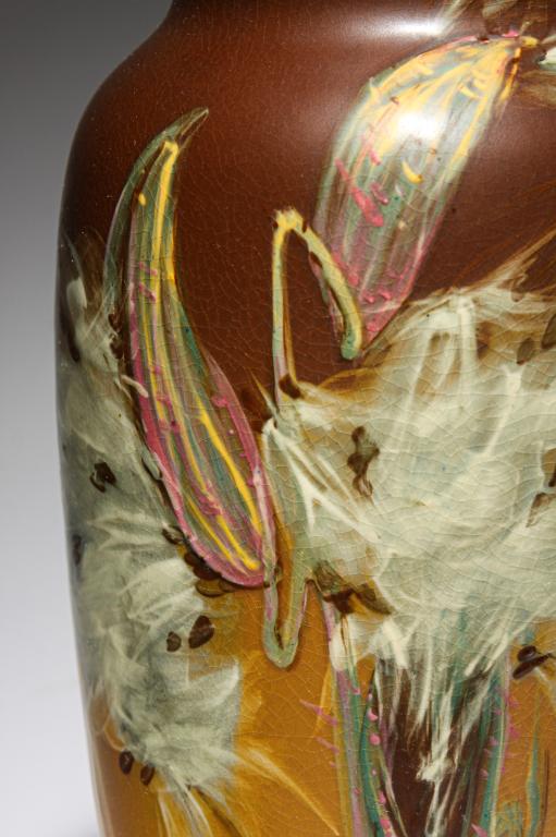 WELLER HUDSON VASE BY HESTER PILLSBURY. (1 of 5)