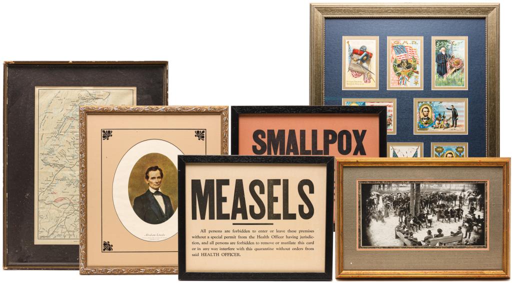 SIX FRAMED AMERICAN CIVIL WAR RELATED ITEMS. (1 of 10)