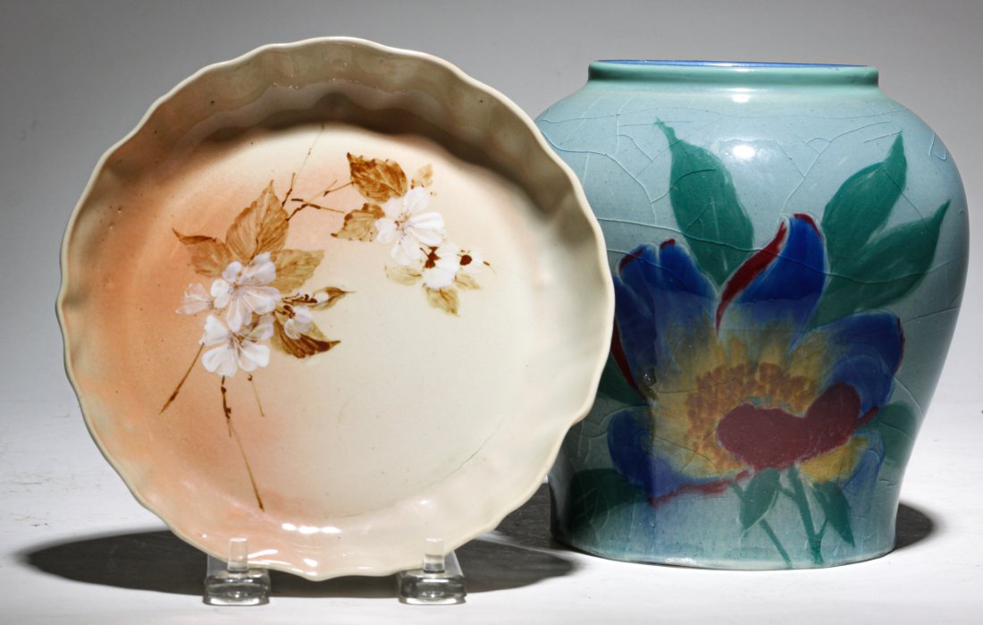 TWO HIGH GLAZE ROOKWOOD PIECES. (1 of 6)