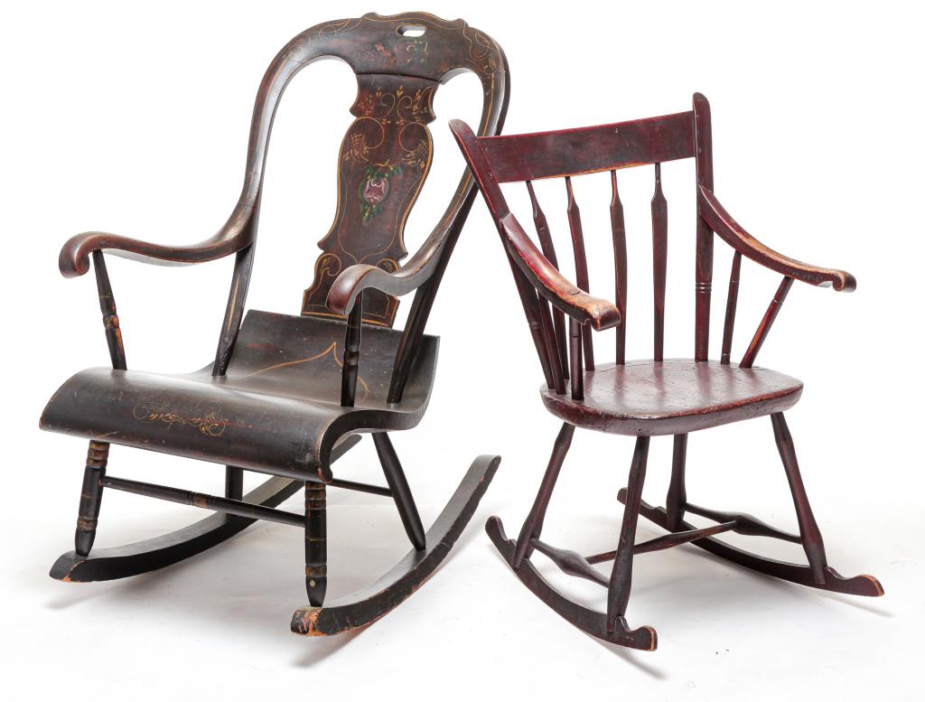 TWO AMERICAN ROCKING CHAIRS. (1 of 5)