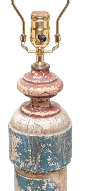 COMPOSITION PAINTED BARBER POLE LAMP. (1 of 2)