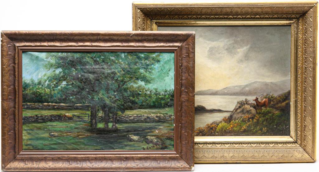 TWO AMERICAN OIL ON CANVAS LANDSCAPES. (1 of 5)
