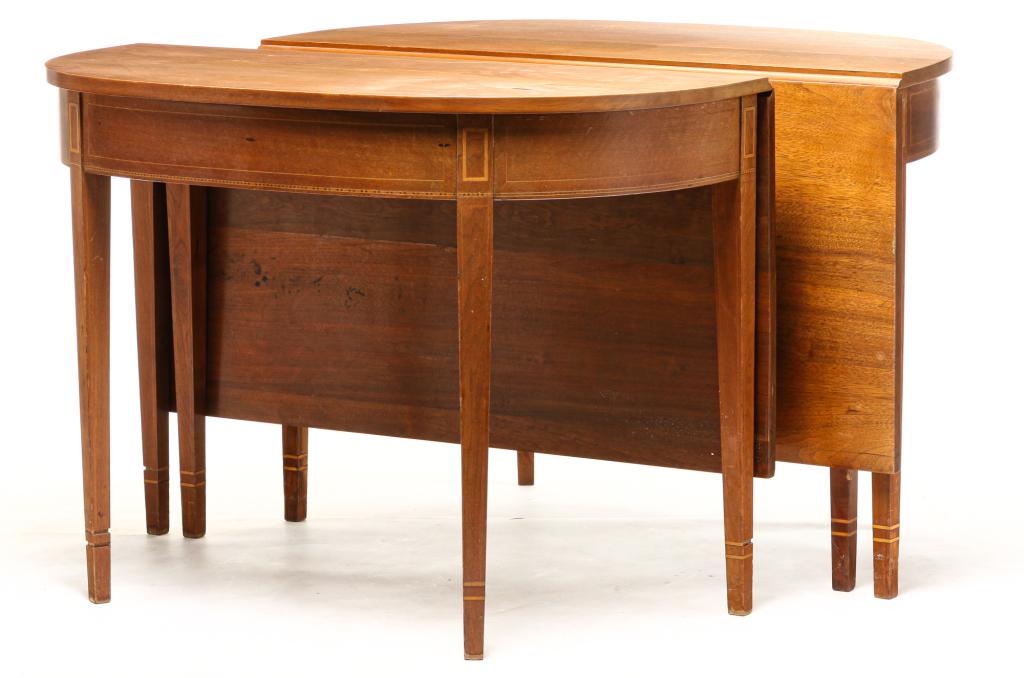 PAIR OF HEPPLEWHITE STYLE BANQUET TABLES. (1 of 6)