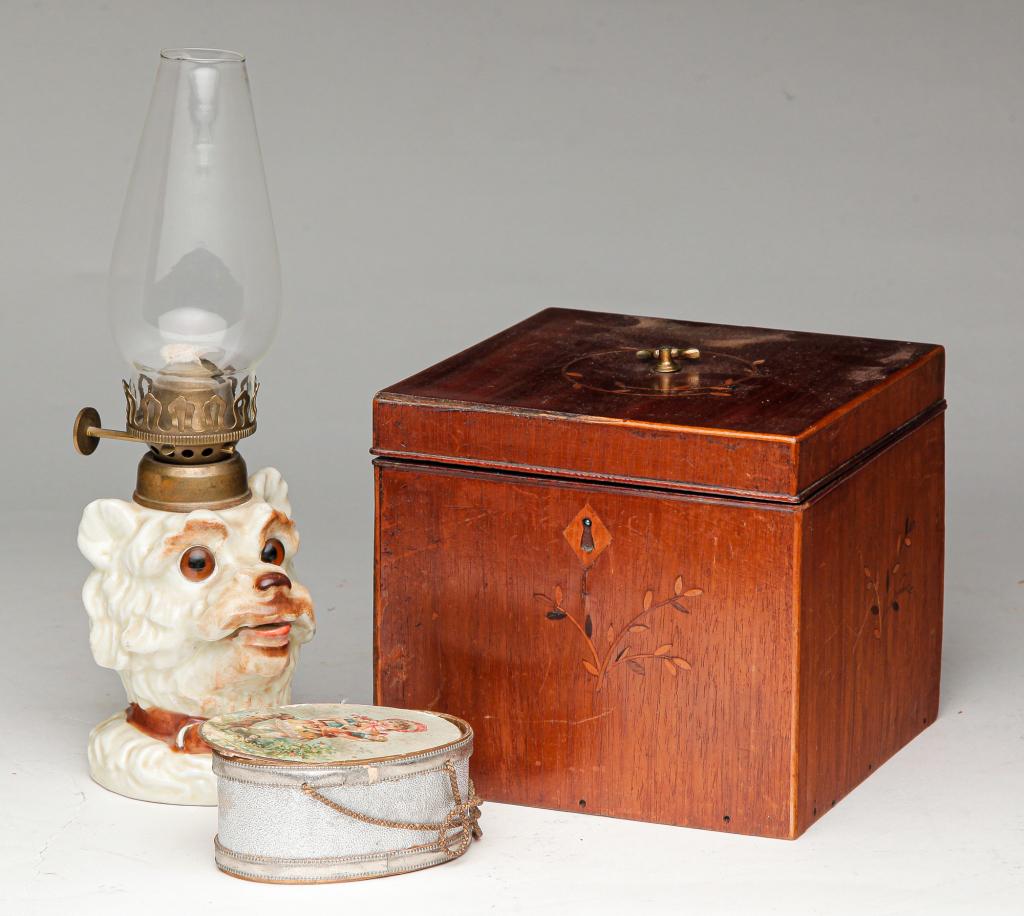 TEA CADDY, LAMP AND BOX. (1 of 3)