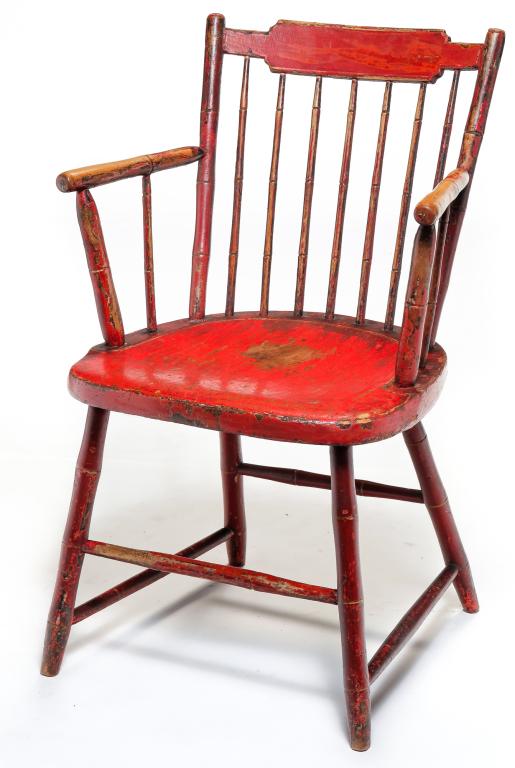 AMERICAN PAINTED BAMBOO WINDSOR ARMCHAIR. (1 of 3)