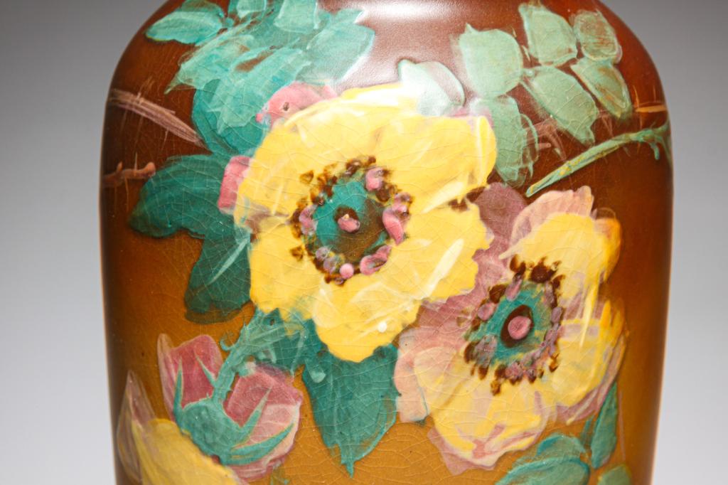WELLER HUDSON VASE BY HESTER PILLSBURY. (1 of 4)