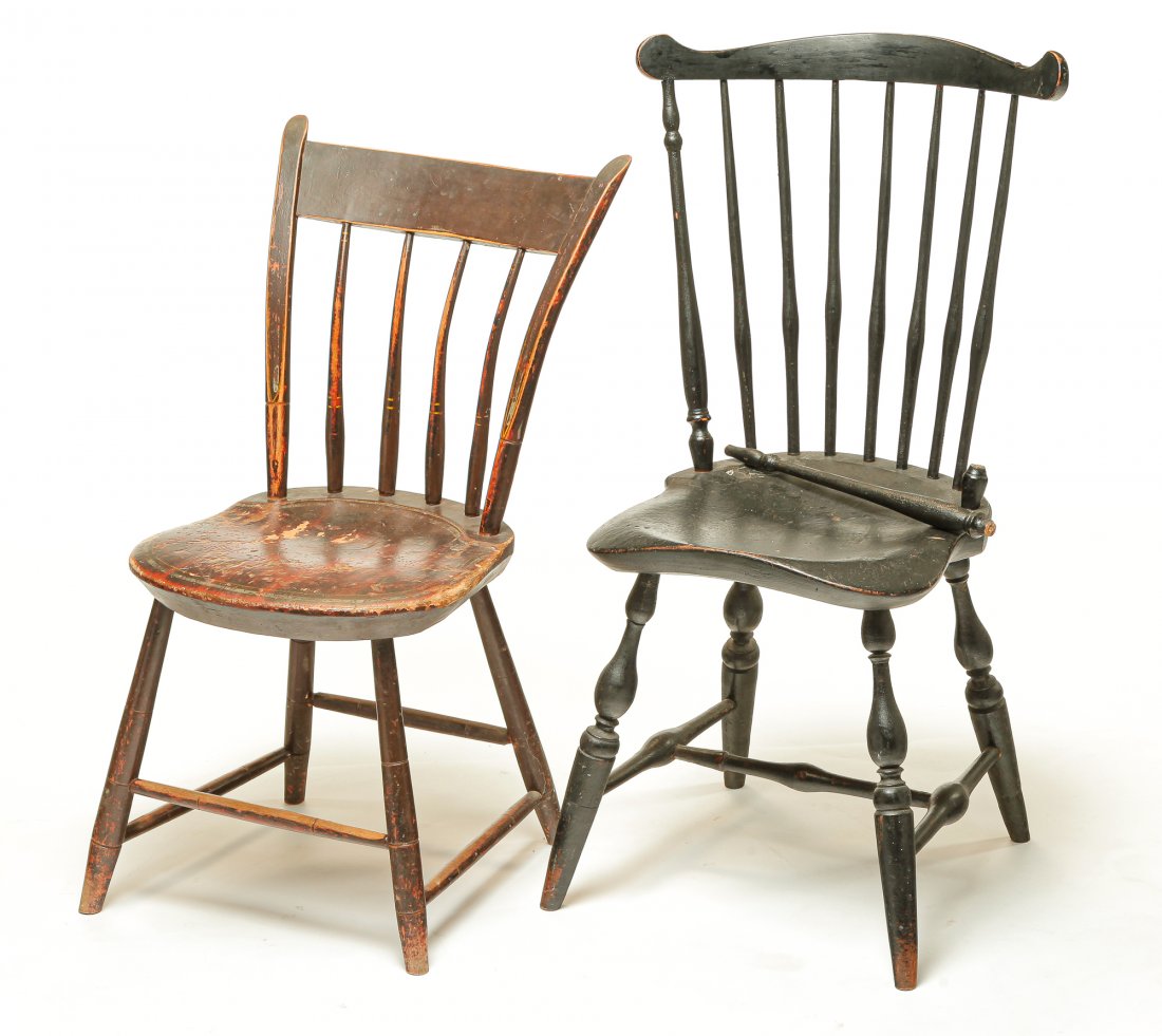 TWO EARLY AMERICAN CHAIRS. (1 of 5)