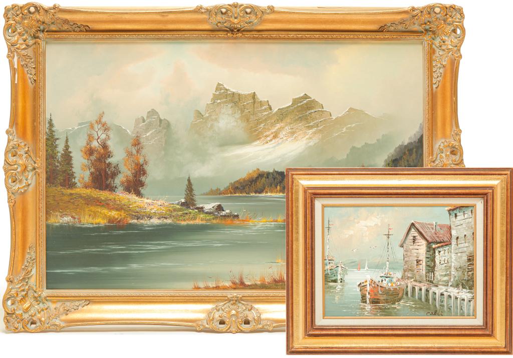 TWO EUROPEAN OIL ON CANVASES. (1 of 8)