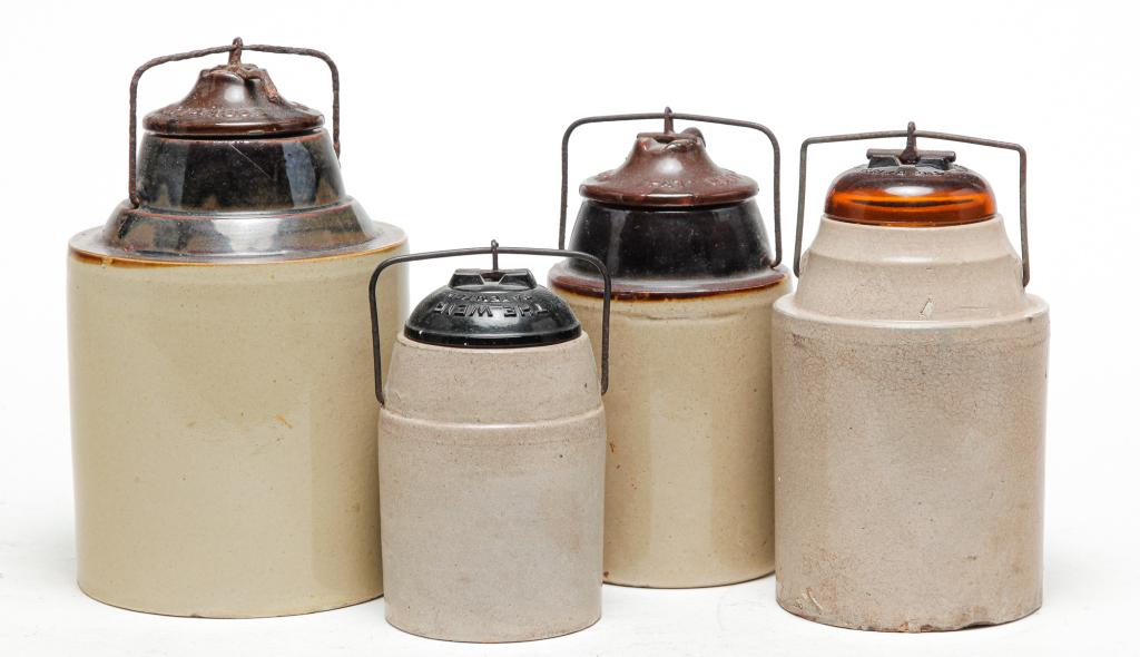 FOUR AMERICAN STONEWARE CANNING JARS. (1 of 3)