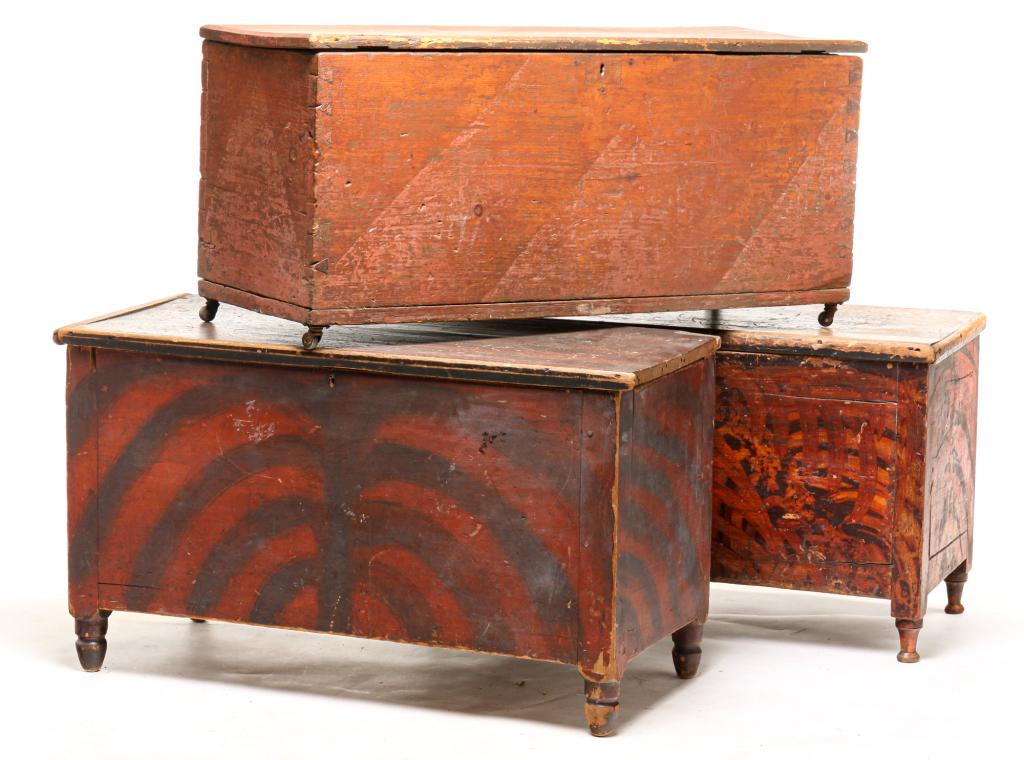 THREE AMERICAN BLANKET CHESTS. (1 of 7)