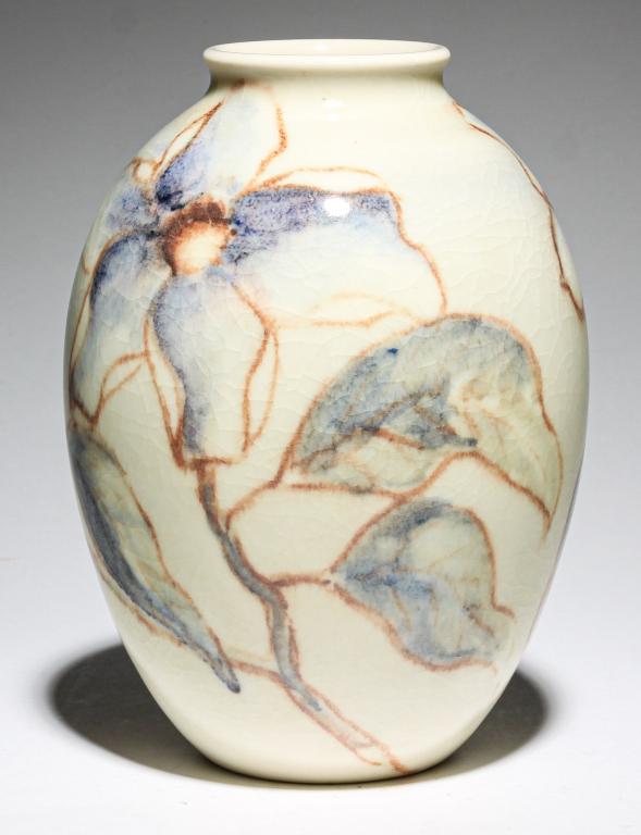 ROOKWOOD CRYSTAL VASE BY JENS JENSEN. (1 of 3)