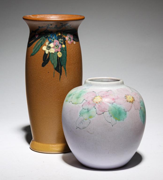 TWO ARTIST SIGNED WELLER VASES. (1 of 5)