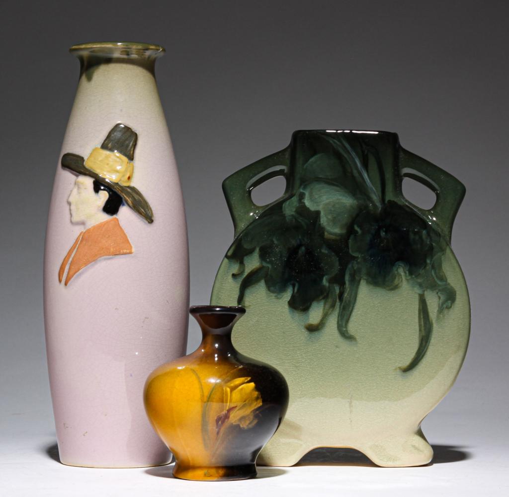 THREE WELLER VASES. (1 of 7)