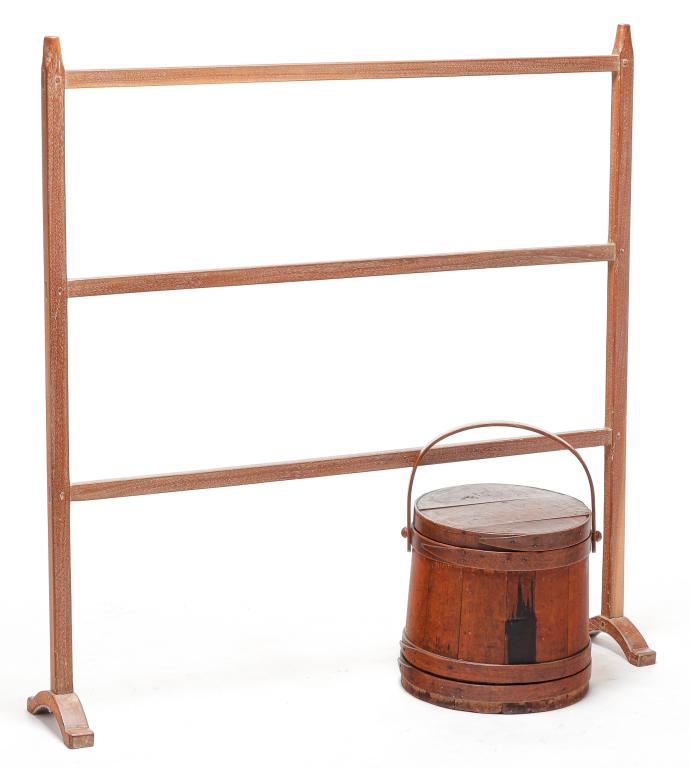 AMERICAN FIRKIN AND QUILT RACK. (1 of 3)