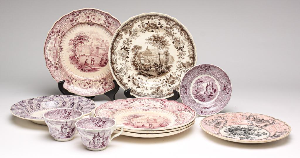 TWELVE PIECES OF ENGLISH TRANSFERWARE. (1 of 13)