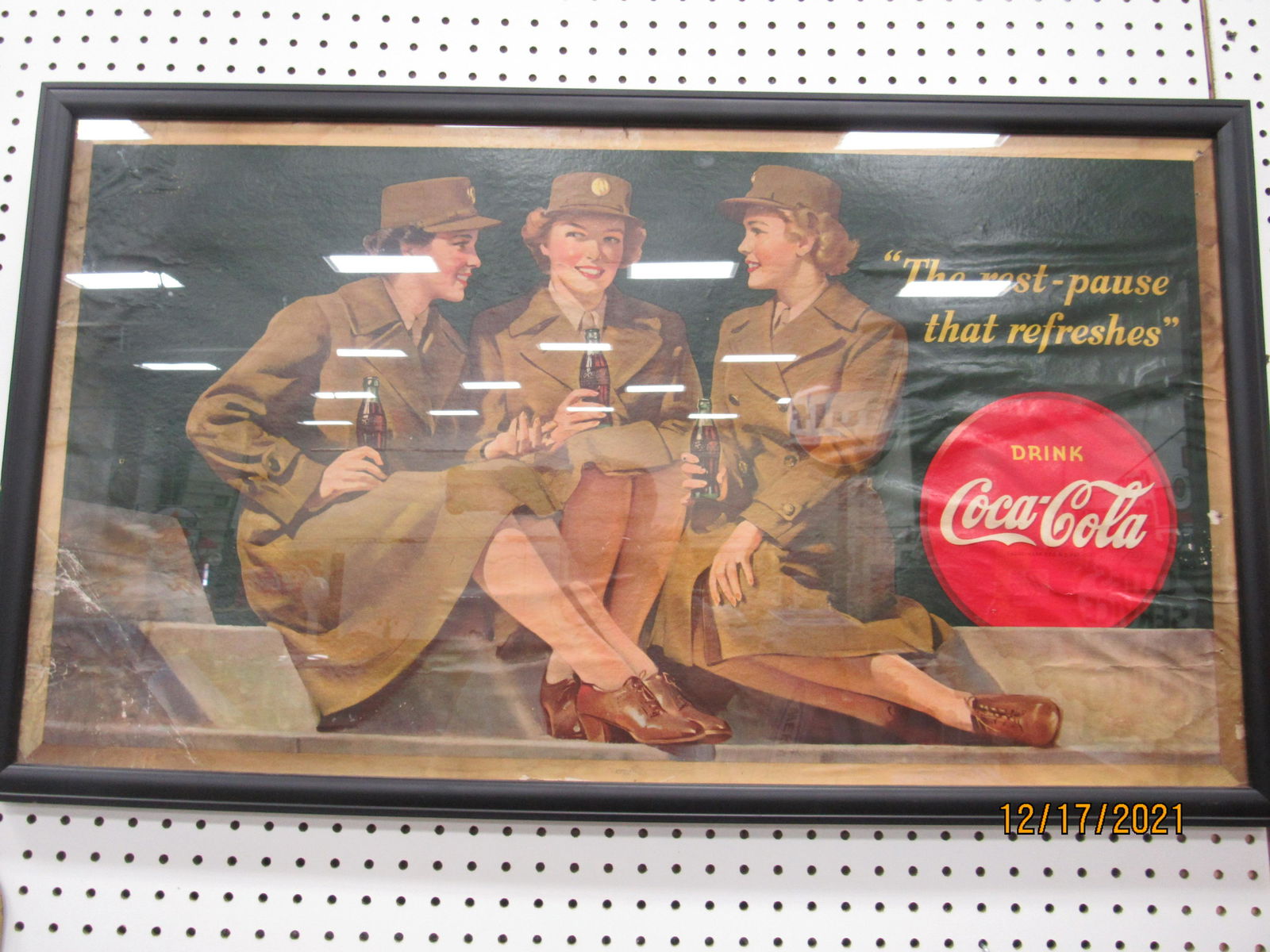 1943 COCA-COLA CARDBOARD POSTER SIGN (1 of 3)