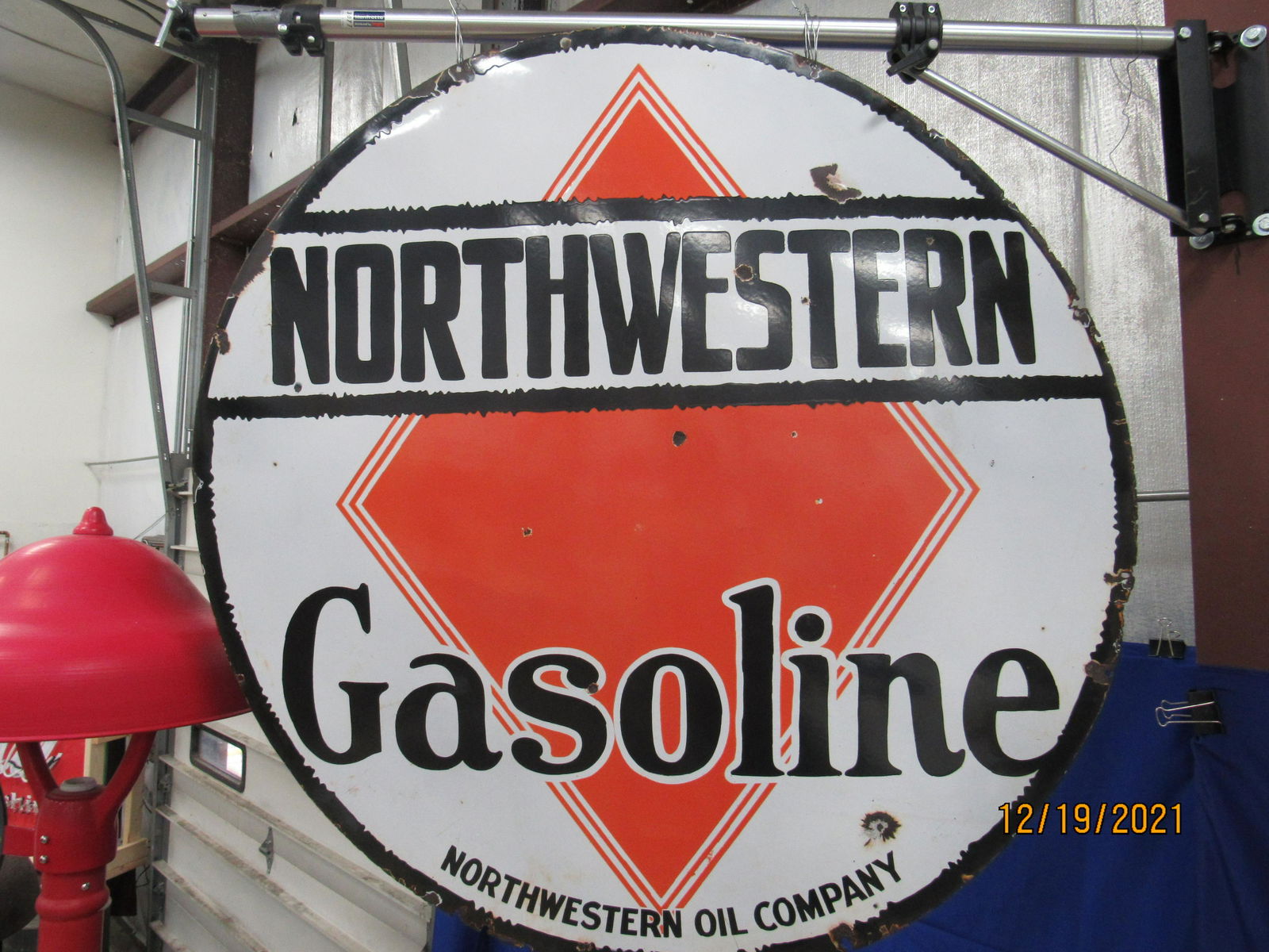 PORCELAIN NORTHWESTERN GASOLINE SIGN (1 of 3)