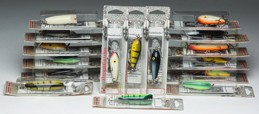 SIXTEEN DREAMCATCHER FISHING LURES IN PACKAGES.: Group of sixteen DreamCatcher fishing lures. All are new in unopened packages.
