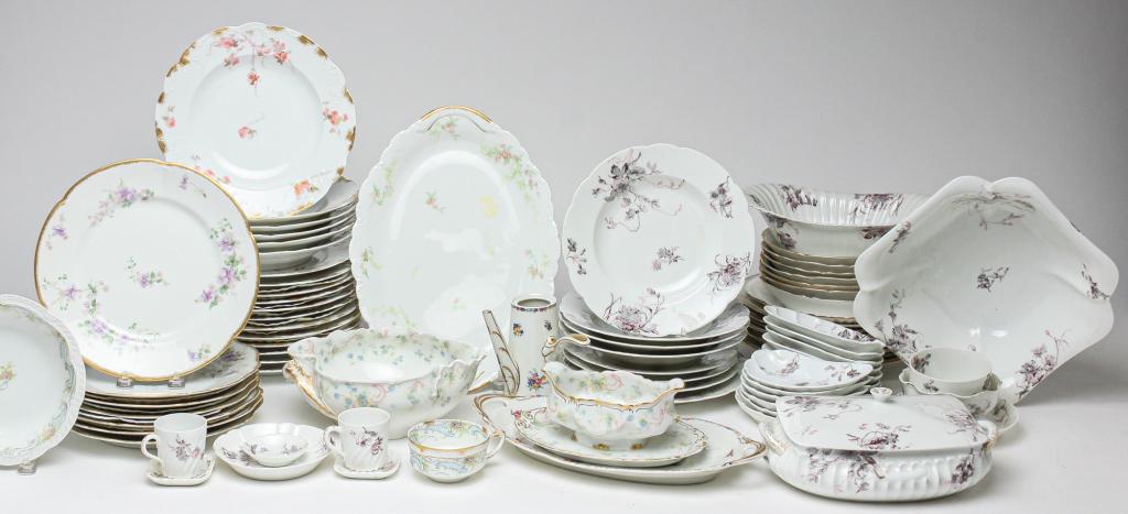 SELECTION OF HAVILAND CHINA.: Ca. 1900. Including pink and grey flowers, blue flowers, large open roses, blue flowers and etc.