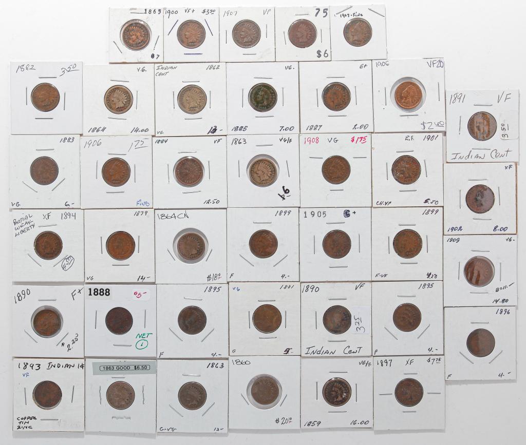 GROUP OF THIRTY-NINE INDIAN HEAD PENNIES (1 of 7)