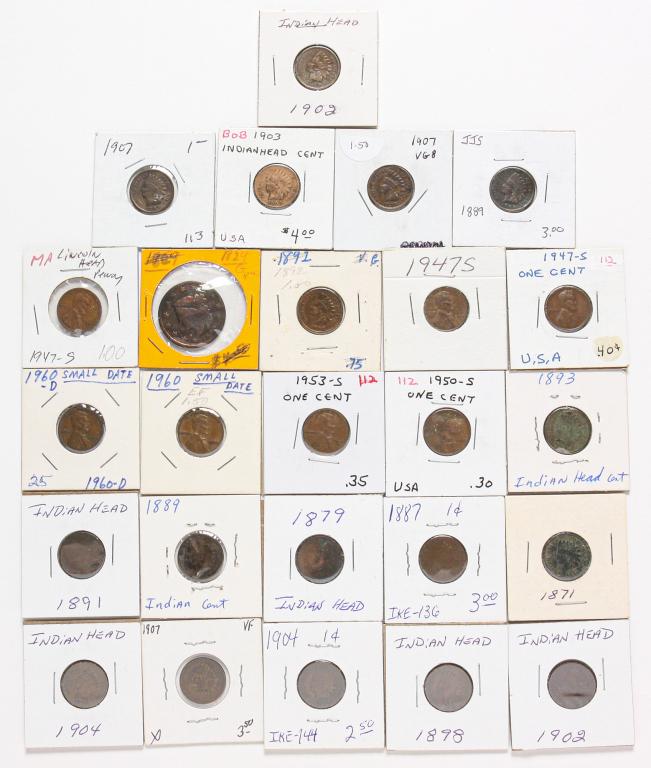 TWENTY-FIVE AMERICAN CENTS INCLUDING A LARGE CENT (1 of 6)