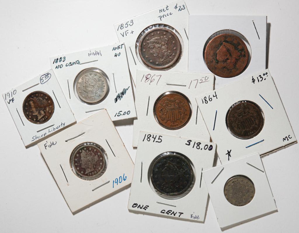 GROUP OF NINE EARLY AMERICAN COINS (1 of 2)