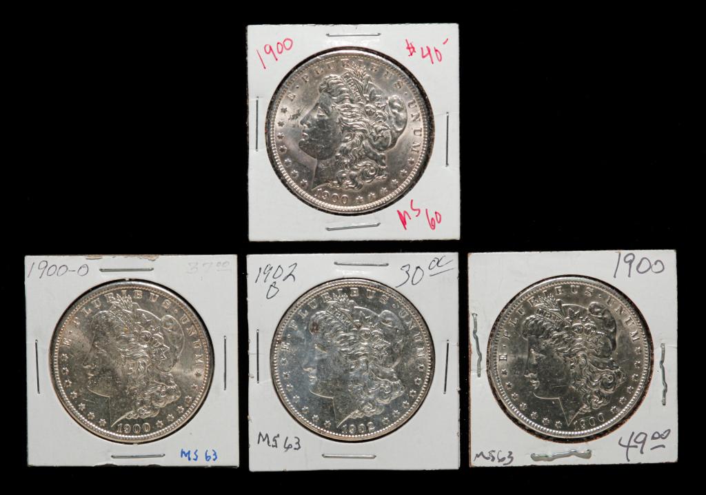 FOUR HIGH GRADE MORGAN SILVER DOLLARS (1 of 2)