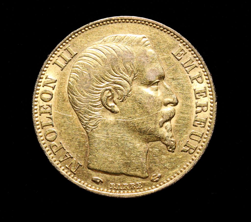 1857-A NAPOLEON III 20 FRANCS GOLD COIN (1 of 2)