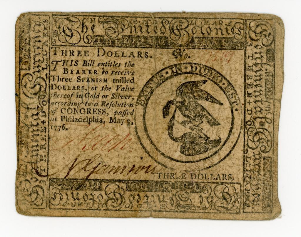 1776 PHILADELPHIA COLONIAL CURRENCY NOTE (1 of 2)