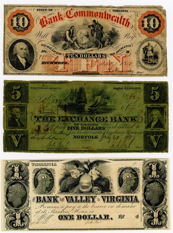 FIVE VIRGINIA OBSOLETE CURRENCY NOTES (1 of 4)