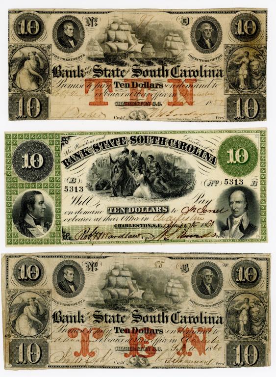 SIX SOUTH CAROLINA OBSOLETE CURRENCY NOTES (1 of 4)