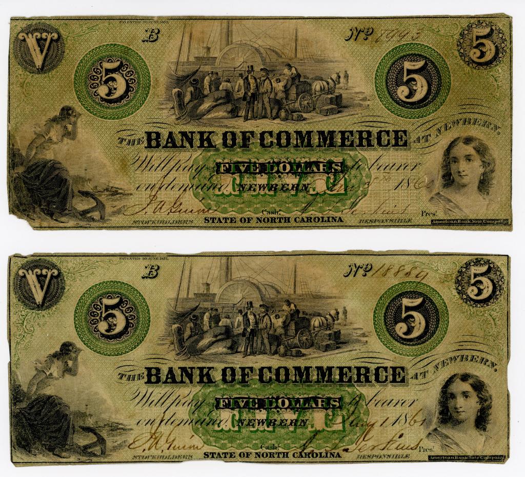 FOUR NORTH CAROLINA OBSOLETE CURRENCY NOTES (1 of 4)