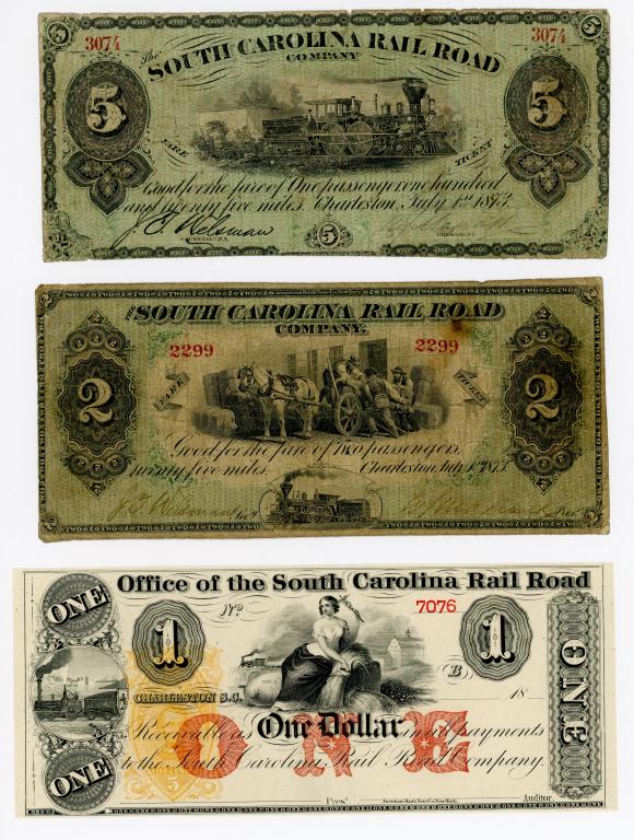 SIX SOUTH CAROLINA RAILROAD OBSOLETE CURRENCY NOTE (1 of 4)