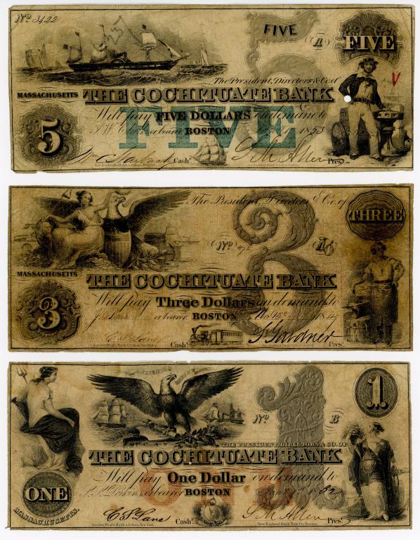 THREE MASSACHUSETTS OBSOLETE CURRENCY NOTES (1 of 2)