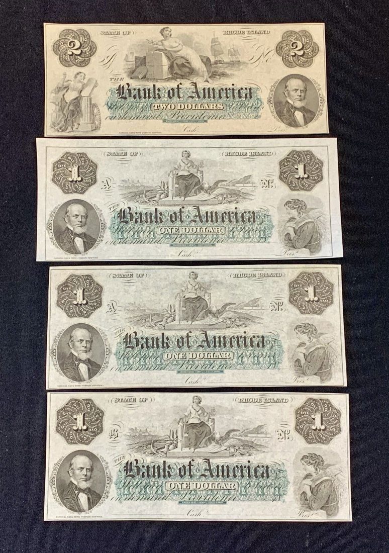 FOUR BANK OF AMERICA OBSOLETE CURRENCY NOTES (1 of 2)