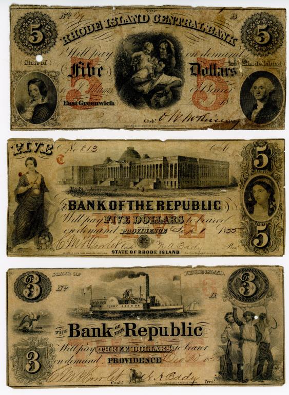 THREE RHODE ISLAND OBSOLETE CURRENCY NOTES (1 of 2)