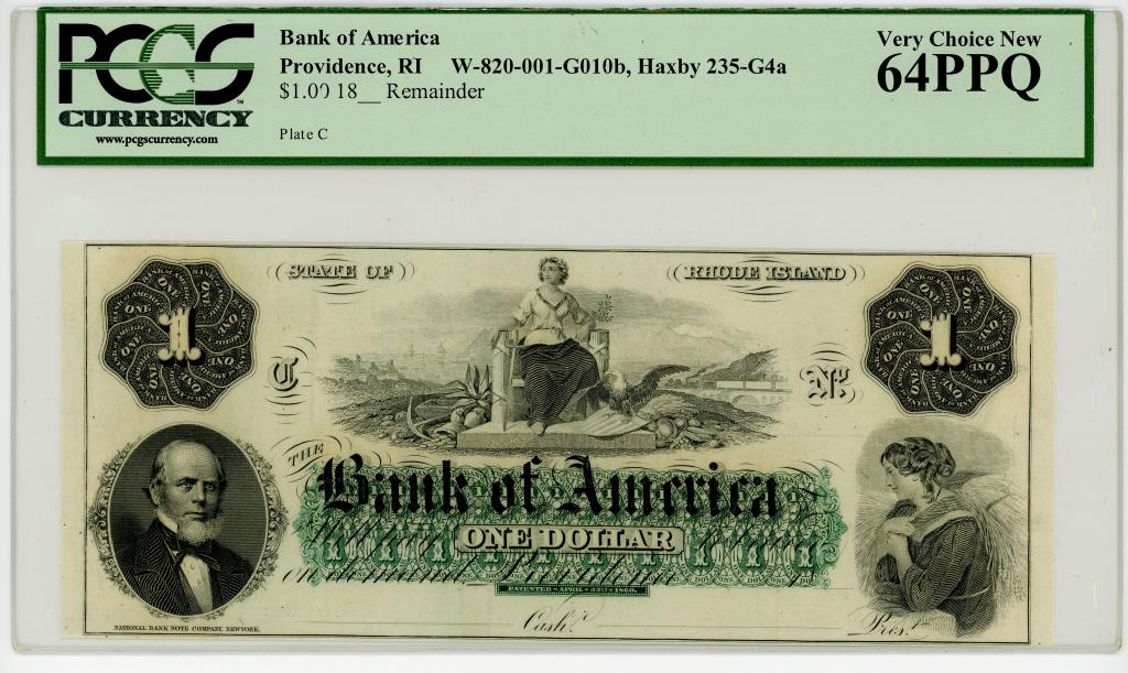 BANK OF AMERICA $1.00 OBSOLETE CURRENCY NOTE (1 of 2)