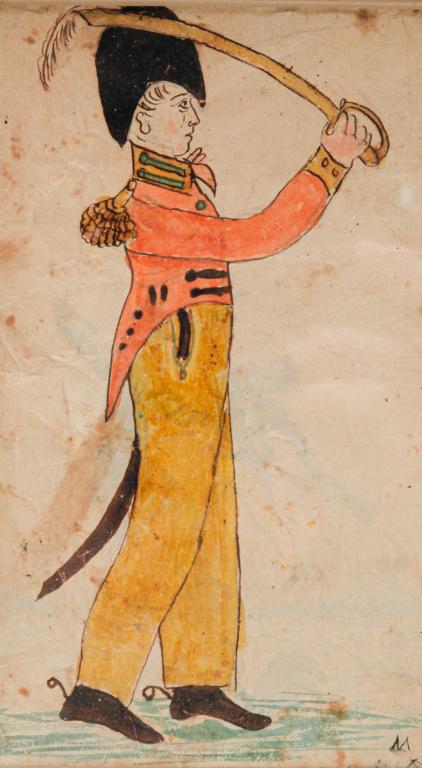 AMERICAN FOLK ART PAINTING OF A SOLDIER. (1 of 4)