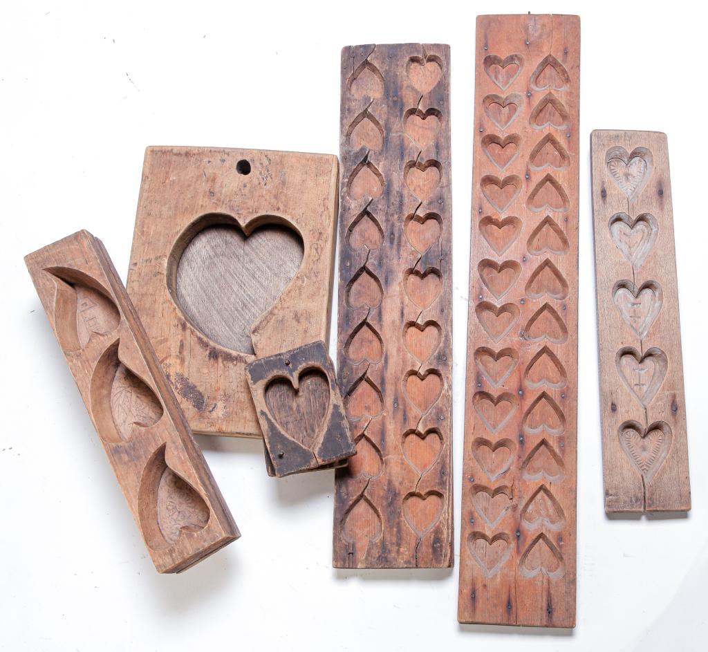 SIX MAPLE SUGAR MOLDS. (1 of 4)