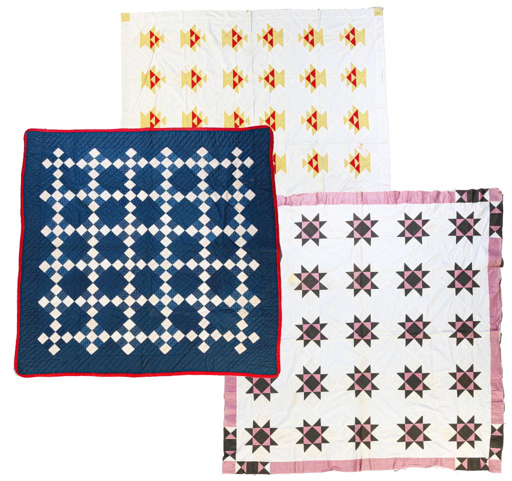 AMERICAN QUILT AND TWO QUILT TOPS. (1 of 7)