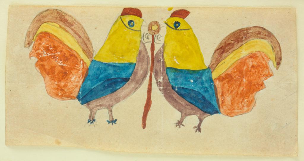 AMERICAN NAIVE PAINTING OF ROOSTERS. (1 of 5)