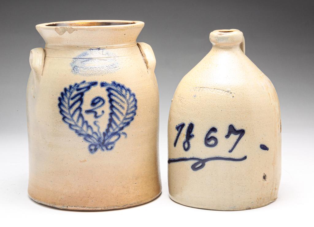 TWO PIECES OF NEW YORK STONEWARE. (1 of 9)