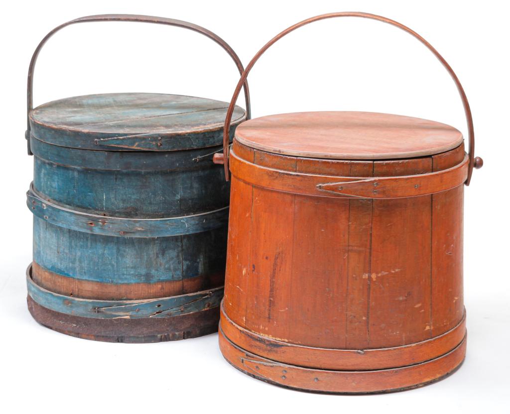 TWO AMERICAN SUGAR BUCKETS. (1 of 3)