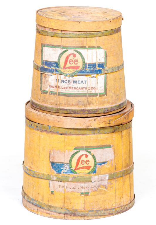 TWO AMERICAN "LEE MINCE MEAT" BUCKETS. (1 of 5)