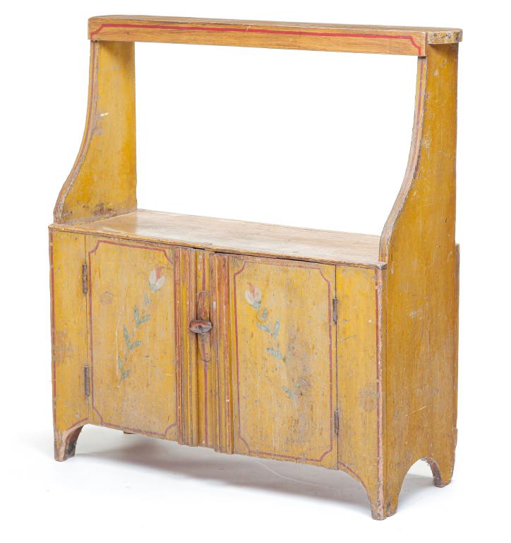 AMERICAN DECORATED CROCK BENCH. (1 of 5)