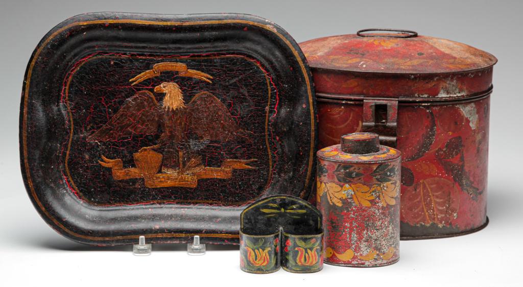 FOUR PIECES OF AMERICAN TOLE. (1 of 3)