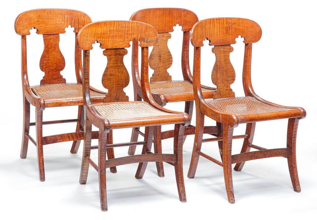 FOUR AMERICAN SABER-LEG CHAIRS. (1 of 5)